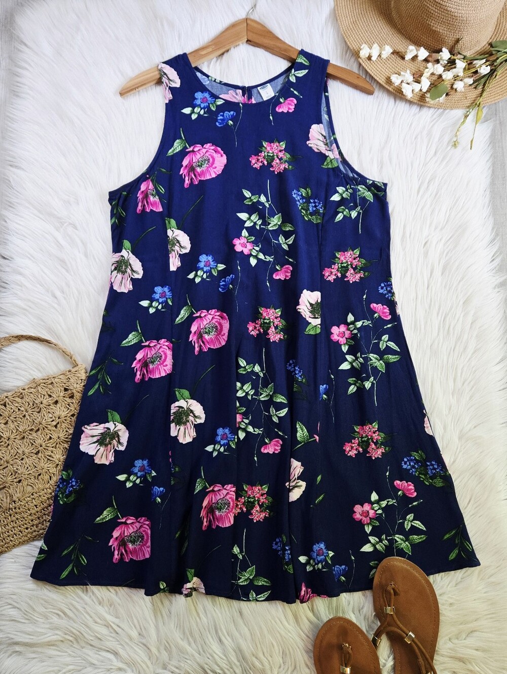 Old Navy Womens Dress- Floral Blue